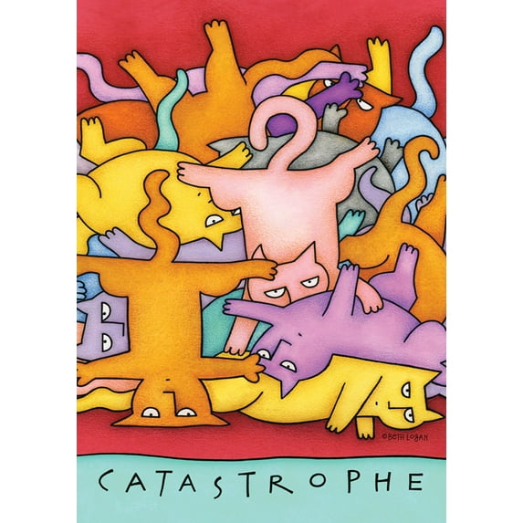 Toland Home Garden Catastrophe Kitty Cat Flag Double Sided 28x40 Inch