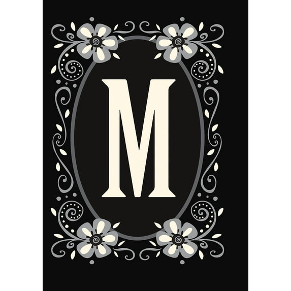 Toland Home Garden Classic Monogram-M Personalized Flower Flag Double Sided 12x18 Inch