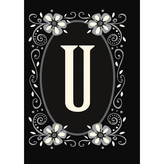 Toland Home Garden Classic Monogram-U Personalized Flower Flag Double Sided 12x18 Inch