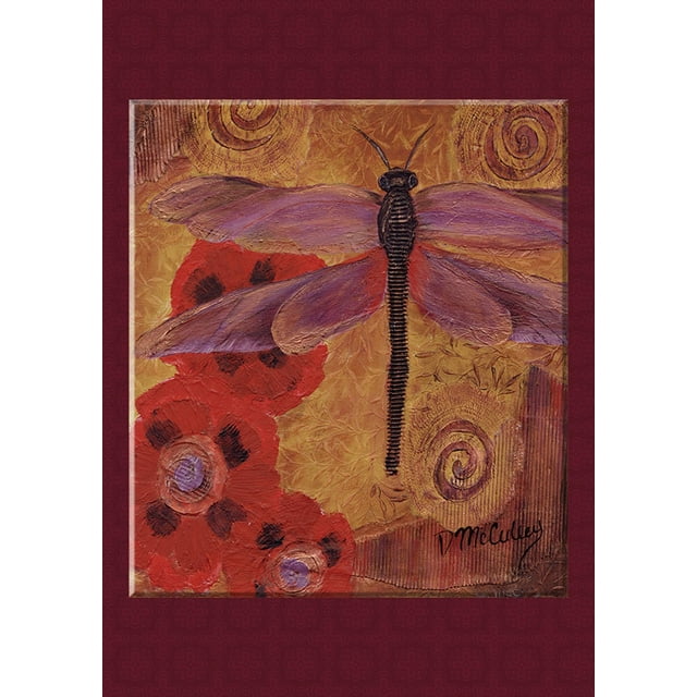 Toland Home Garden Dragonfly And Poppies House Flag