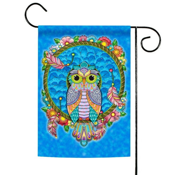 Toland Home Garden Dreamcatcher Owl Indigenous Bird Flag Double Sided 12x18 Inch