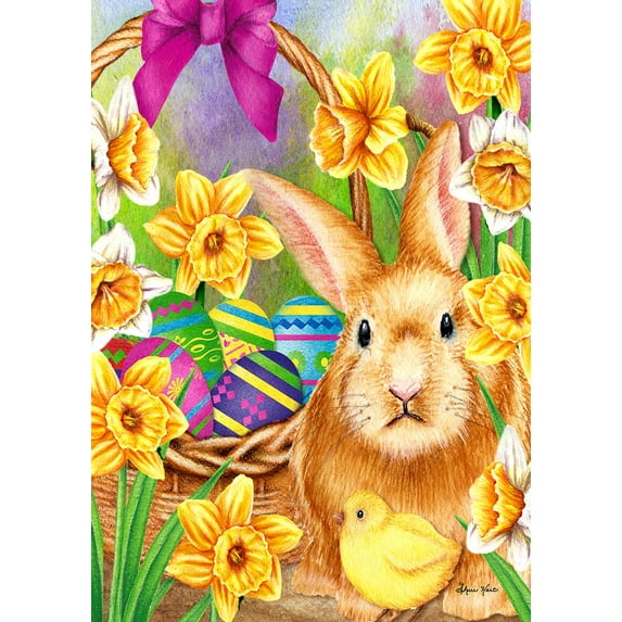 Toland Home Garden Easter Scene Bunny Easter Flag Double Sided 12x18 Inch