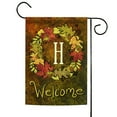 thumbnail image 1 of Toland Home Garden Fall Wreath Monogram H Personalized Fall Flag Double Sided 12x18 Inch, 1 of 5