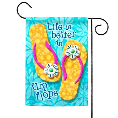Toland Home Garden Blue and Yellow Flip Flop Life Outdoor Garden Flag 18" x 12.5"