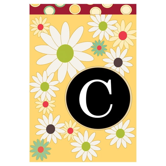 Toland Home Garden Floral Monogram-C Personalized Flower Flag Double Sided 12x18 Inch