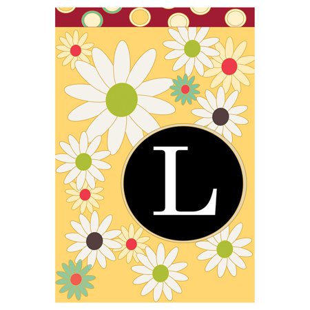 Toland Home Garden Floral Monogram-L Personalized Flower Flag Double Sided 12x18 Inch