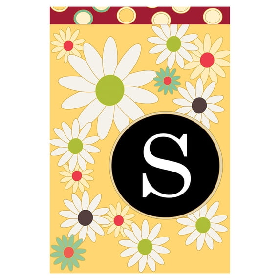 Toland Home Garden Floral Monogram-S Personalized Flower Flag Double Sided 12x18 Inch