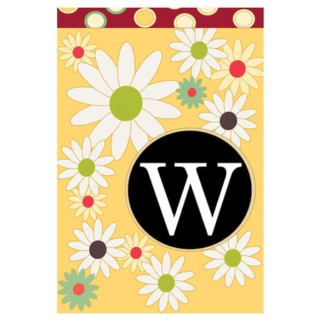 Toland Home Garden Floral Monogram-W Personalized Flower Flag Double Sided 12x18 Inch