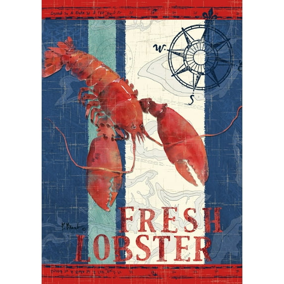 Toland Home Garden Fresh Catch Lobster summer Flag Double Sided 12x18 Inch