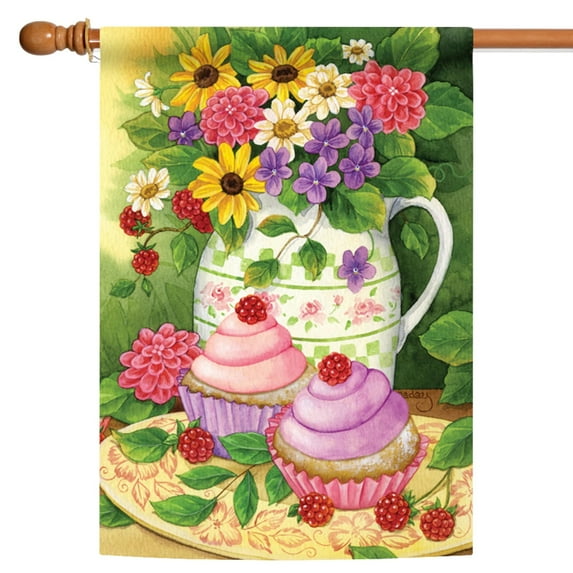 Toland Home Garden Garden Cupcakes Sweets Flower Flag Double Sided 28x40 Inch