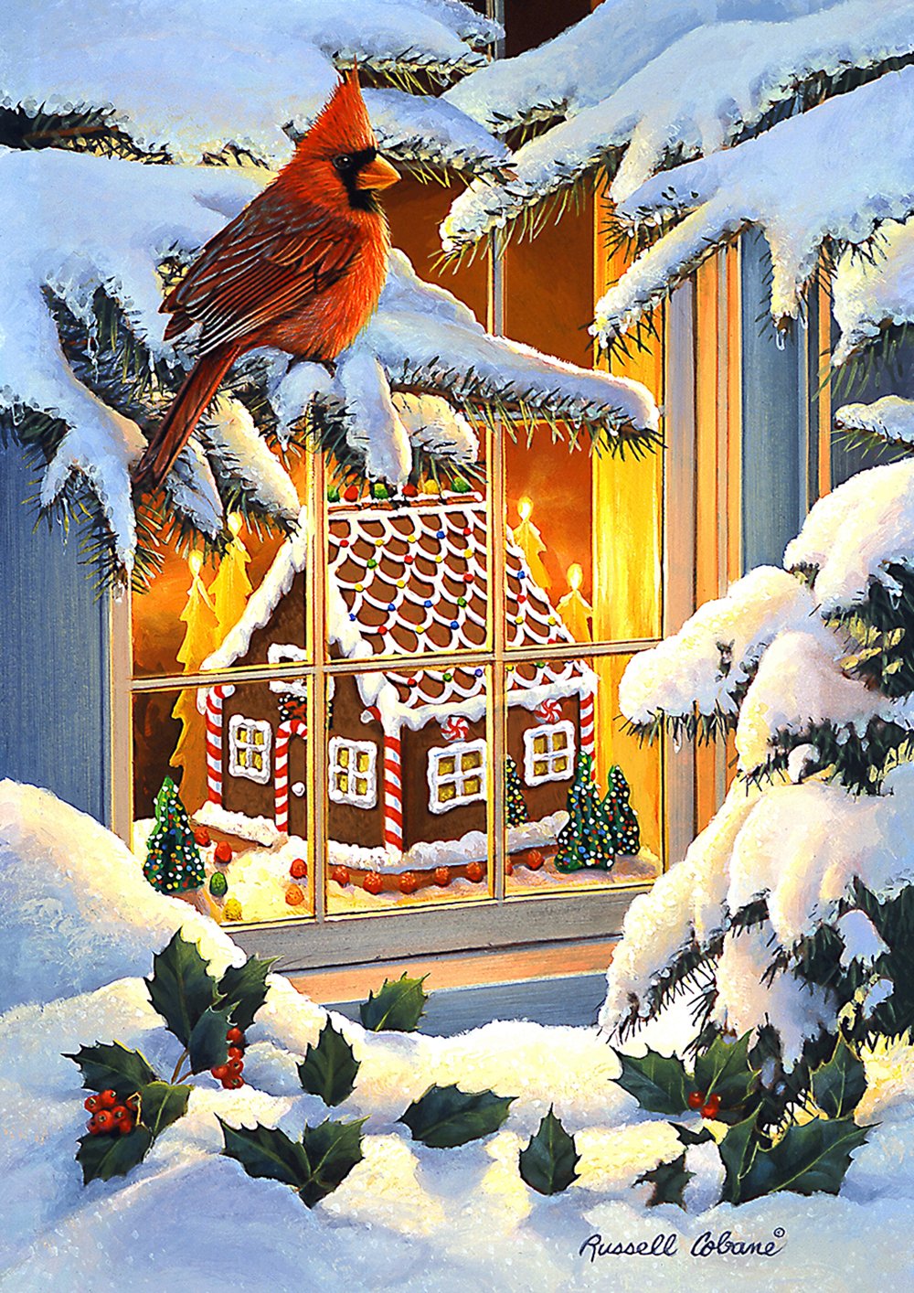 Toland Home Garden Gingerbread House Cardinal Bird Christmas Winter Flag Double Sided 12x18 Inch - image 1 of 5