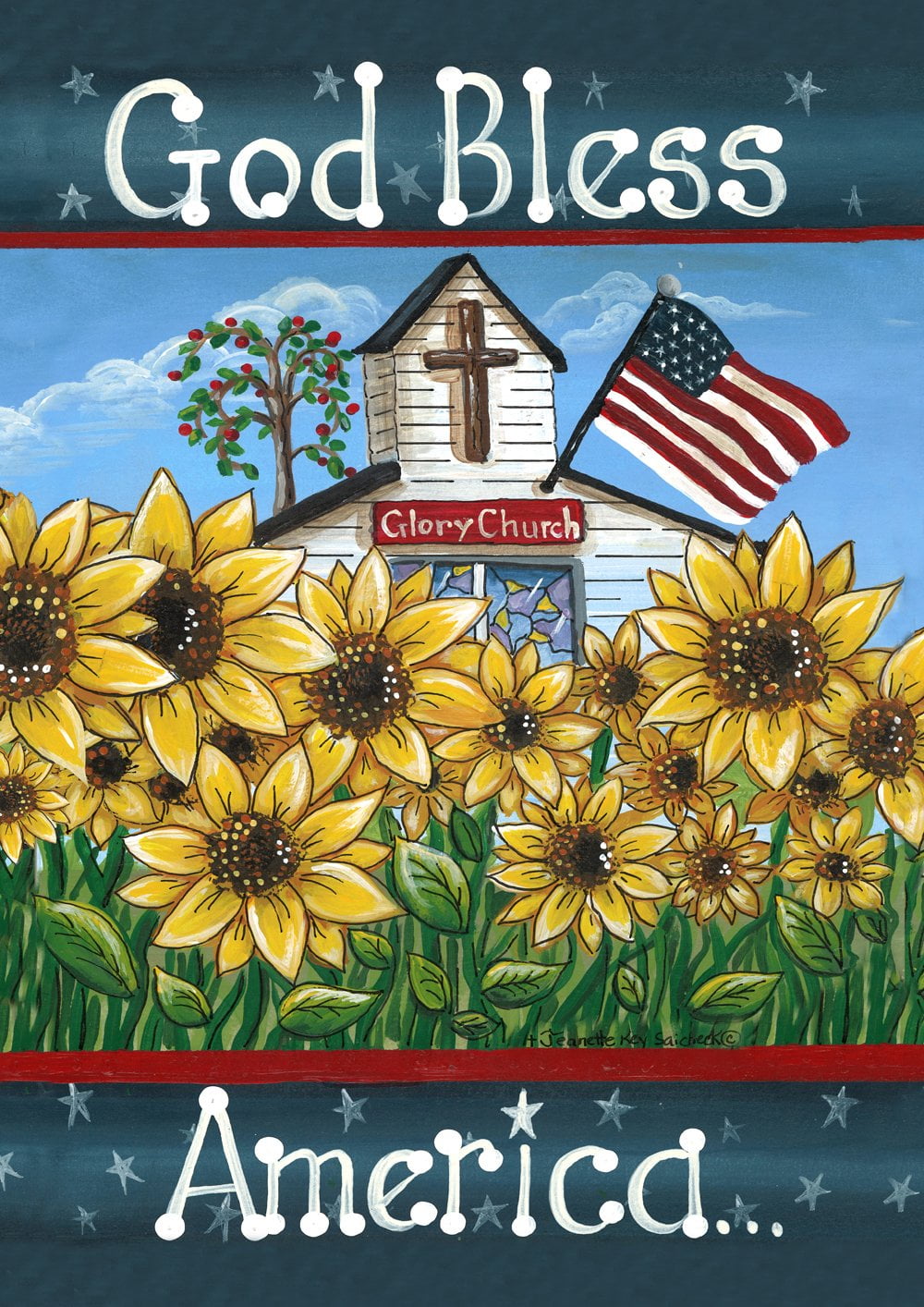 Patriotic Glory Church Double Sided Polyester Garden Flag