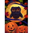 thumbnail image 1 of Toland Home Garden Halloween Owl Jack O Lantern Halloween Flag Double Sided 28x40 Inch, 1 of 5