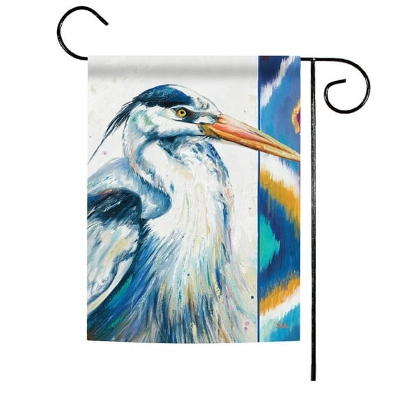 Toland Home Garden Hand Painted Heron Bird Flag Double Sided 12x18 Inch