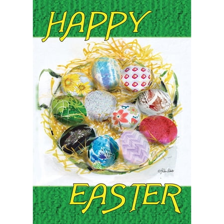 Toland Home Garden Happy Easter Nest Eggs Easter Flag Double Sided 28x40 Inch