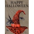 thumbnail image 1 of Toland Home Garden Happy Halloween Hat Spider Halloween Flag Double Sided 28x40 Inch, 1 of 5