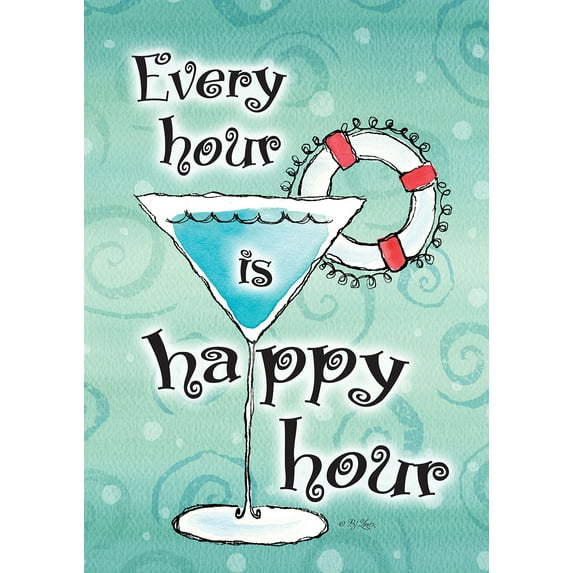 Toland Home Garden Happy Hour Drinking party Flag Double Sided 28x40 Inch