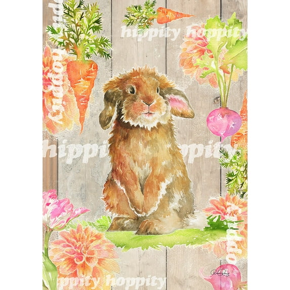 Toland Home Garden Hippity Hoppity Floppity Bunny Easter Flag Double Sided 28x40 Inch