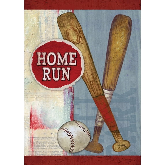 Toland Home Garden Home Run Bat Baseball Flag Double Sided 12x18 Inch