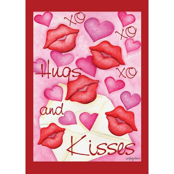 Toland Home Garden Hugs And Kisses Valentines Day Valentine Garden Flag Double Sided 28x40 Inch