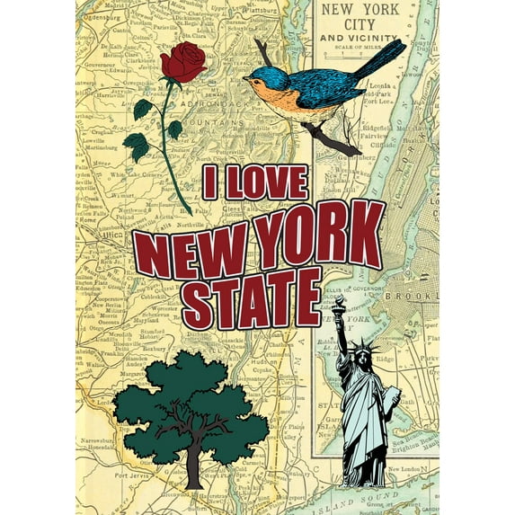 Toland Home Garden I Love New York Map New York Flag Double Sided 28x40 Inch