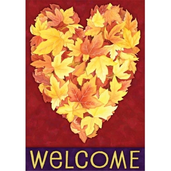Toland Home Garden Leaf Heart Double Sided House Flag - Fall Colors - 28in. x 40in.