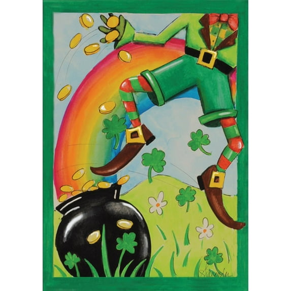 Toland Home Garden Leaping Leprechaun St Pats St Patricks Day Garden Flag Double Sided 28x40 Inch
