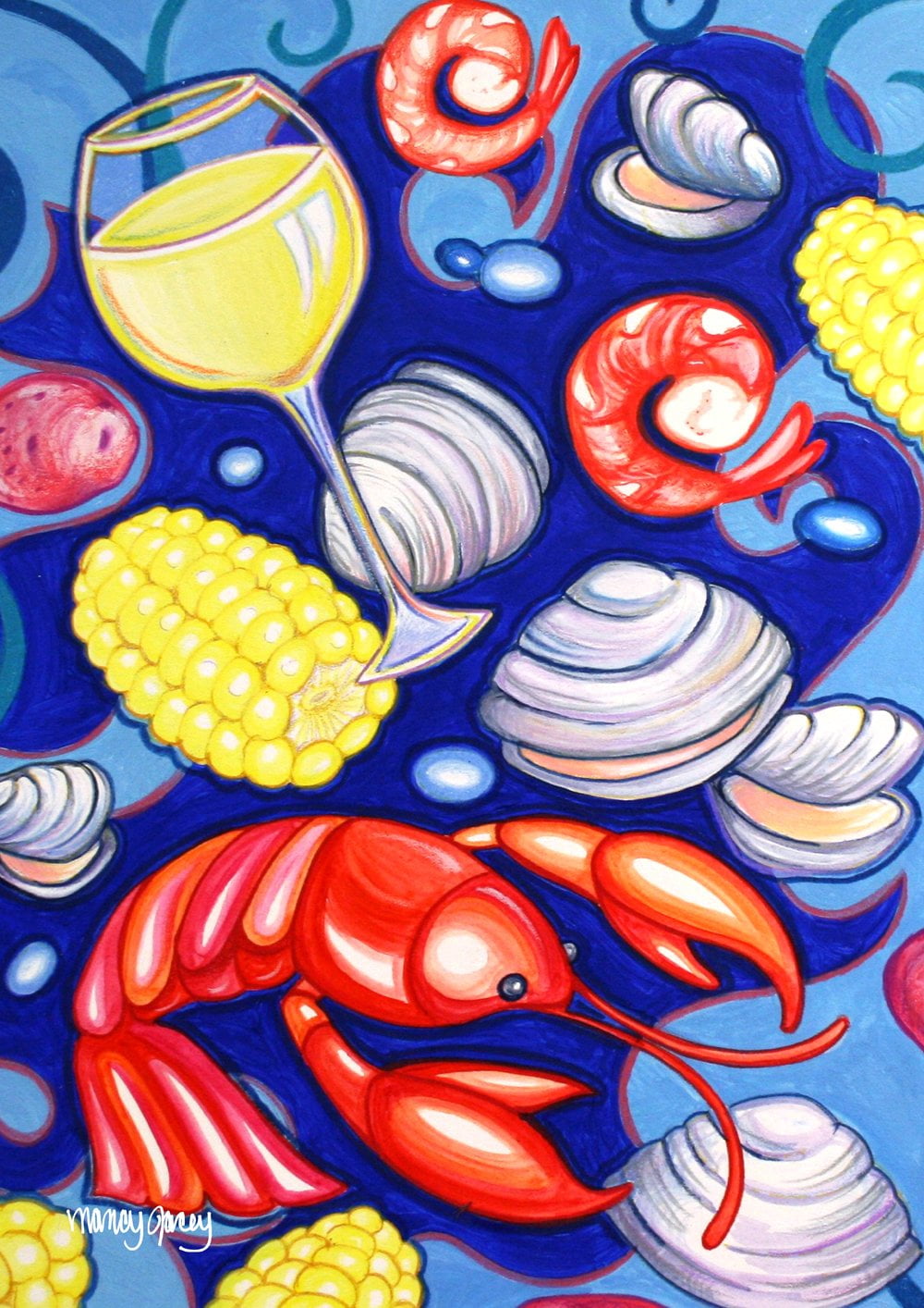 Toland Home Garden Lobster Buffet party summer Flag Double Sided 12x18 ...
