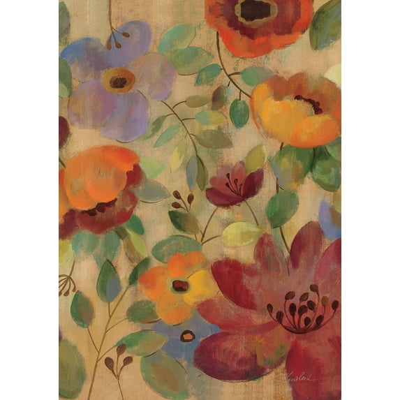 Toland Home Garden Oil Painted Poppies And Lilies Flowers Flower Flag Double Sided 12x18 Inch