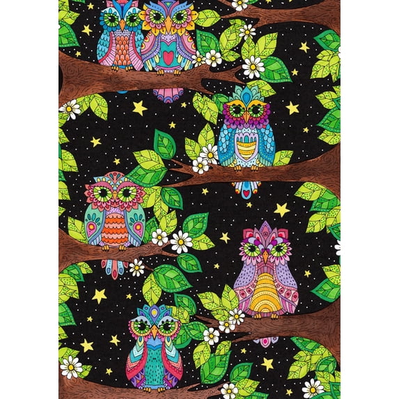 Toland Home Garden Owl Branches Bird Owl Flag Double Sided 12x18 Inch