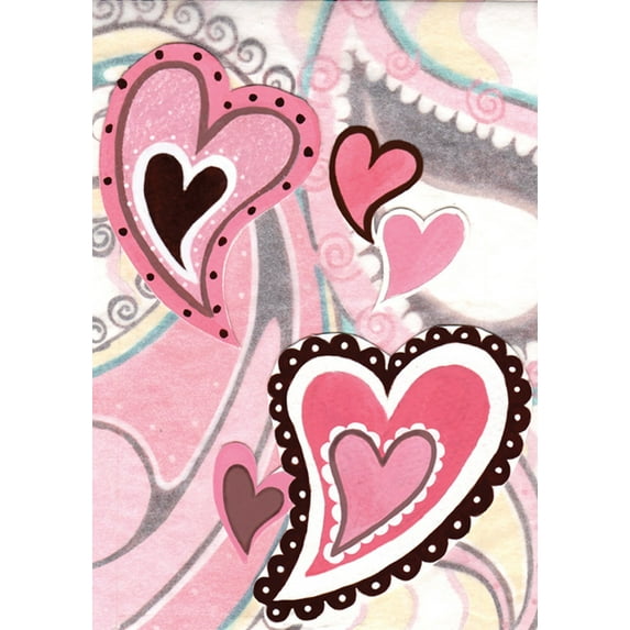 Toland Home Garden Paisley Hearts Valentines Day Valentine Flag Double Sided 12x18 Inch