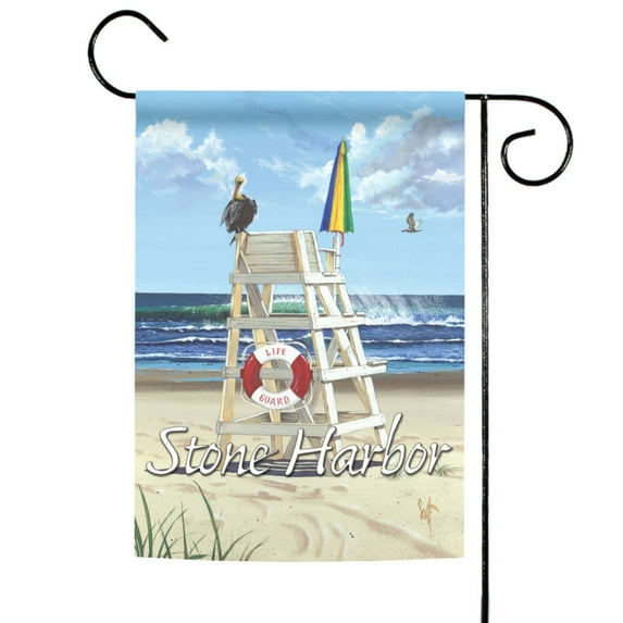 Toland Home Garden Pelican Post-Stone Harbor summer Beach Flag Double Sided 12x18 Inch