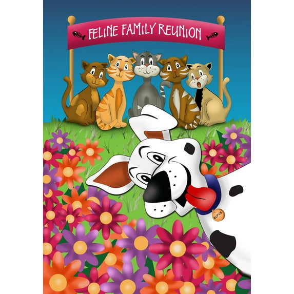 Toland Home Garden Photobomb Dog Cat Dog Flag Double Sided 12x18 Inch