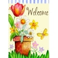 thumbnail image 1 of Toland Home Garden Potted Welcome Flower Spring Flag Double Sided 28x40 Inch, 1 of 5