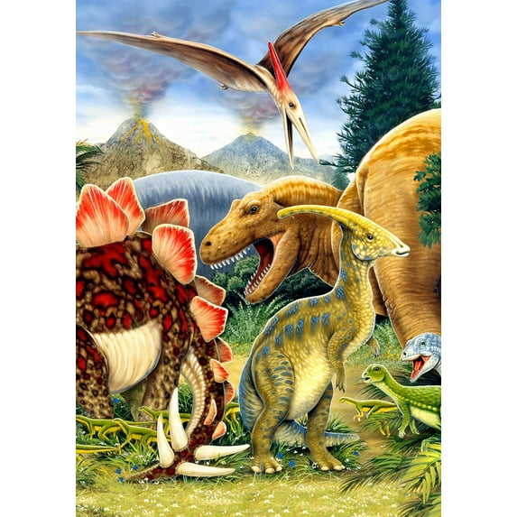 Toland Home Garden Prehistoric Party T-Rex Dinosaur Flag Double Sided 12x18 Inch