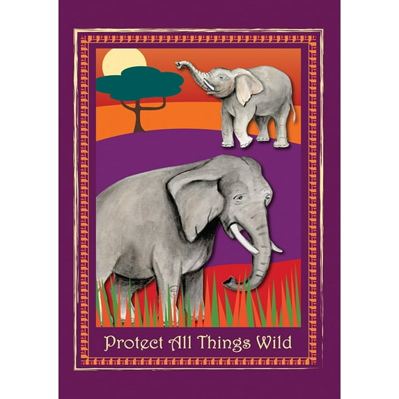 Toland Home Garden Protect Elephants Elephant Flag Double Sided 28x40 Inch
