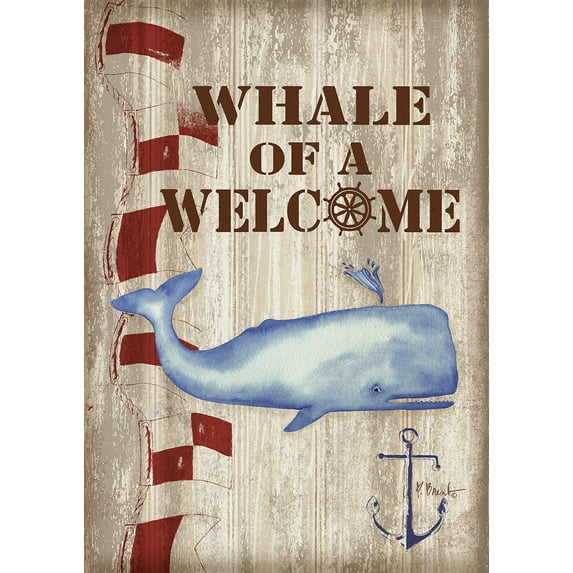 Toland Home Garden Providence Whale Welcome Flag Double Sided 28x40 Inch