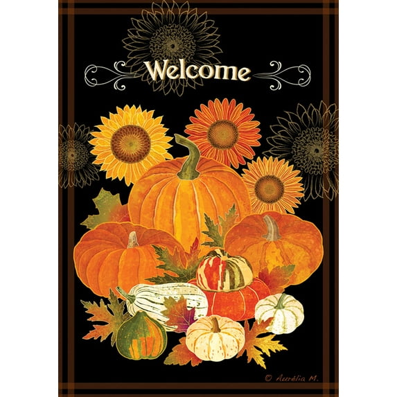 Toland Home Garden Pumpkin Bounty Pumpkin Fall Flag Double Sided 28x40 Inch