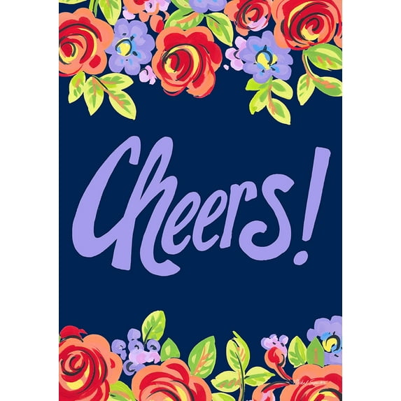 Toland Home Garden Purple Floral Cheers Flower Cheers Flag Double Sided 12x18 Inch