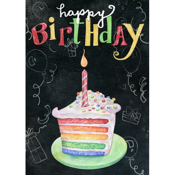 Toland Home Garden Rainbow Cake Birthday Party Birthday Flag Double Sided 12x18 Inch