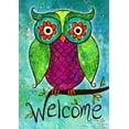 thumbnail image 1 of Toland Home Garden Rainbow Owl Bird Welcome Flag Double Sided 12x18 Inch, 1 of 5