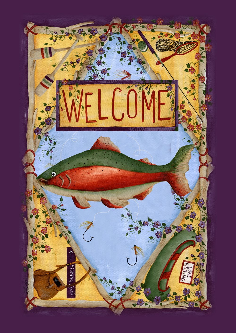 Toland Home Garden Rainbow Trout Welcome summer Flag Double Sided 28x40 ...