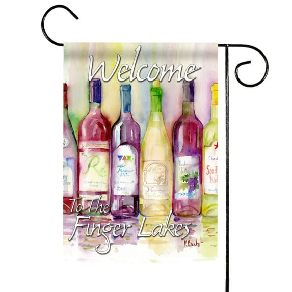 Toland Home Garden Reds and Whites-Welcome to the Finger Lakes Vineyard Wine Flag Double Sided 12x18 Inch