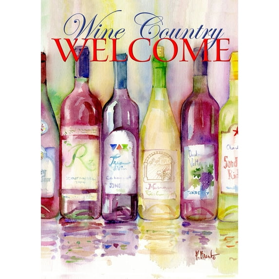 Toland Home Garden Red and White Wine Country Welcome Outdoor Garden Flag 18" x 12.5"