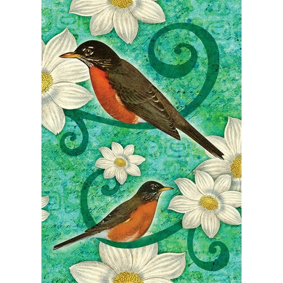 Toland Home Garden Robin Bird Flag Double Sided 28x40 Inch