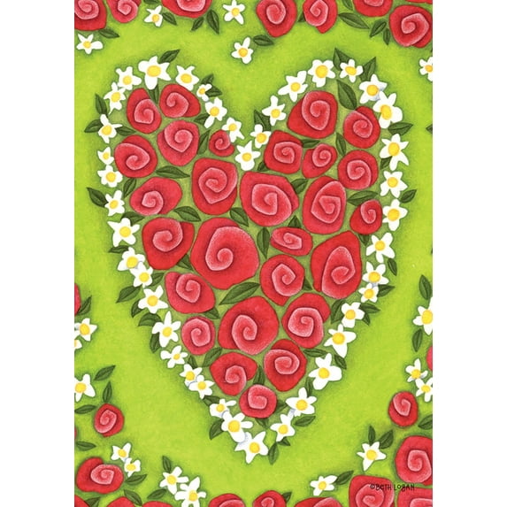 Toland Home Garden Rose Heart Valentines Day Valentine Garden Flag Double Sided 28x40 Inch