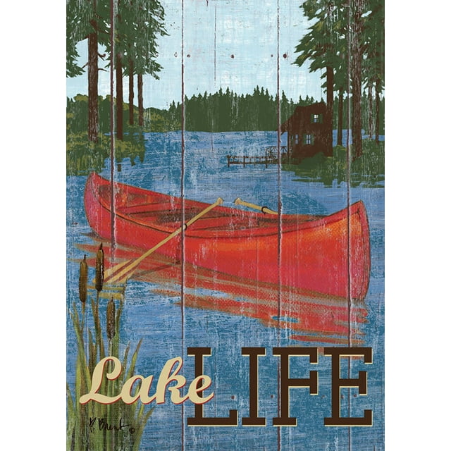 Toland Home Garden Rustic Lake Life Canoe summer Flag Double Sided ...