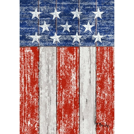 Toland Home Garden Rustic Patriotic Patriotic Fall Flag Double Sided 12x18 Inch