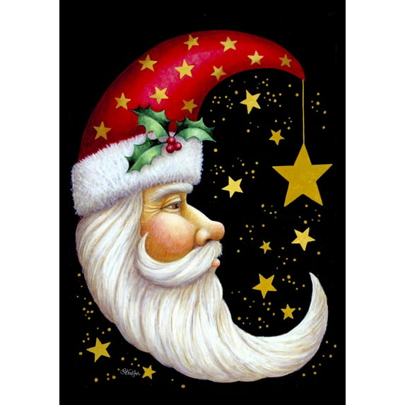 Toland Home Garden Santa Moon Winter Christmas Garden Flag Double Sided 28x40 Inch