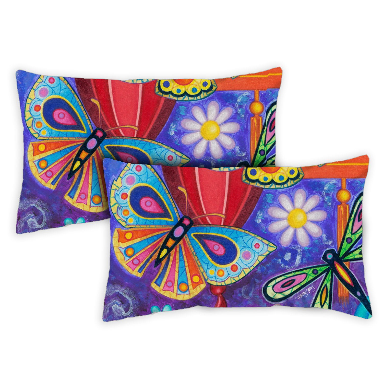 Toland Home Garden Set of 2 Bright Wings Spring Pillow Covers 12x18